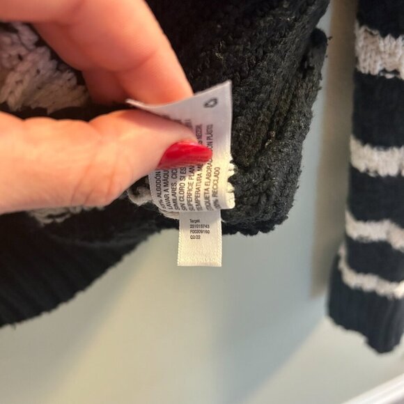 La Ligne x Target Quarter Zip Striped Cable Knit Sweater Size XXS Black White - Picture 10 of 11